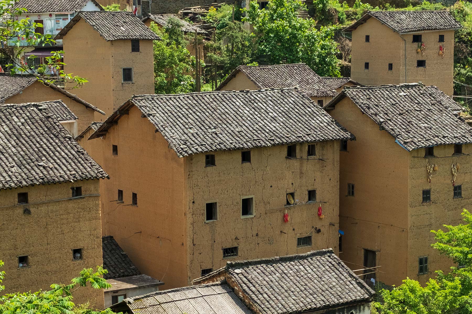 Yangchan Tulou 阳产土楼 Erdhäuser Dorf in Anhui, China