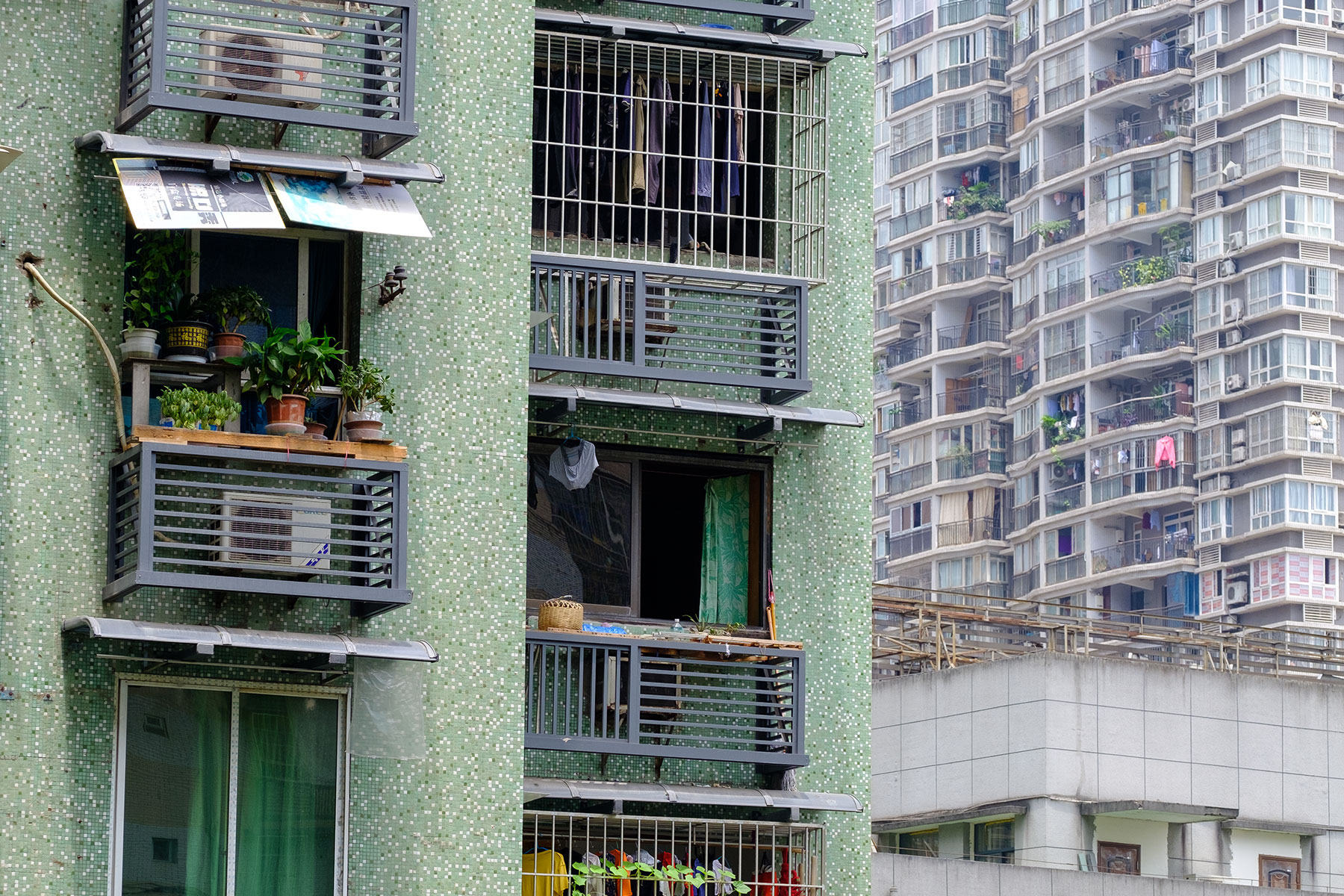 Hochhäuser mit Pflanzen in Chongqing