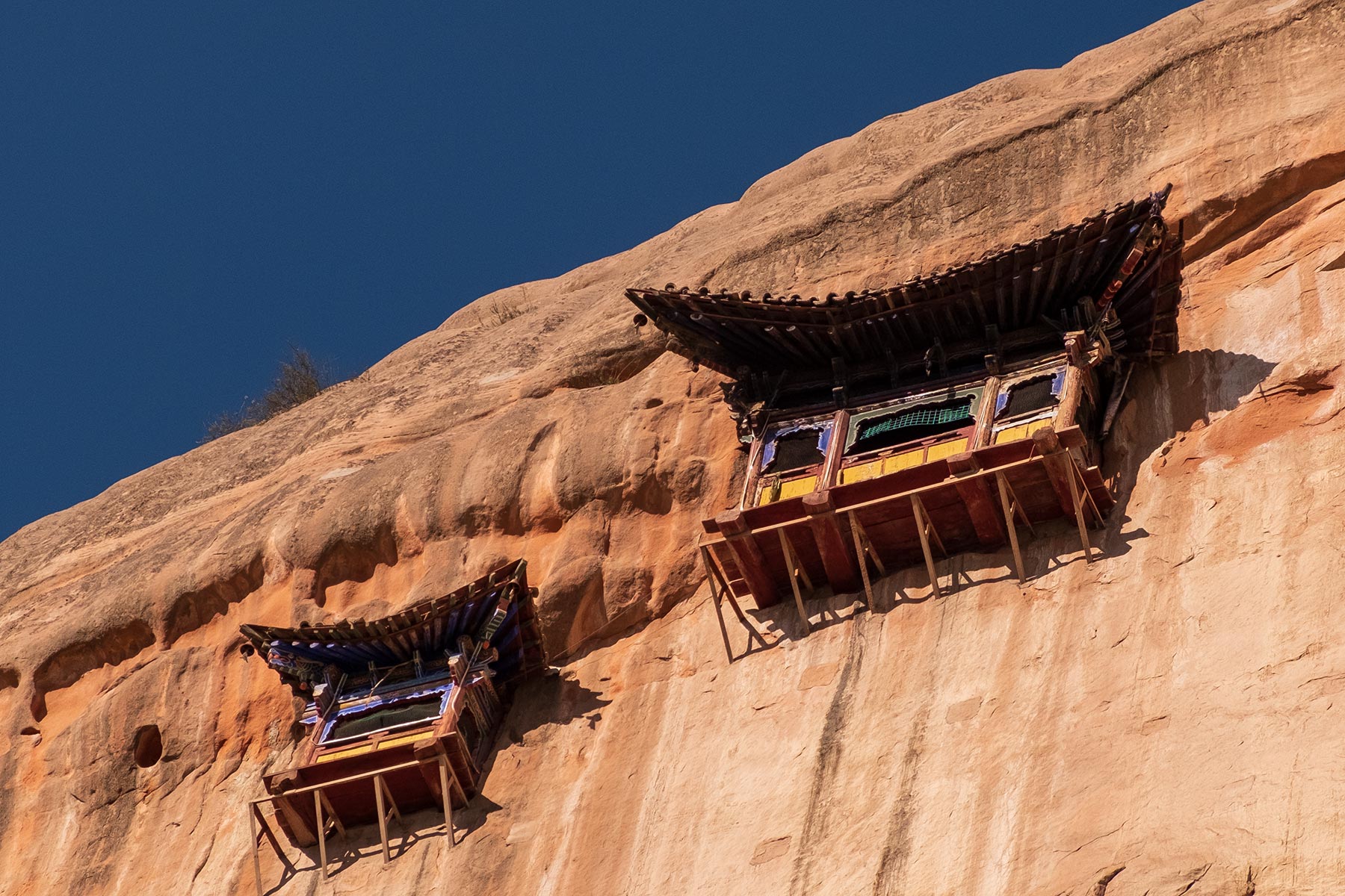 Blick auf Mati Tempel in Gansu China